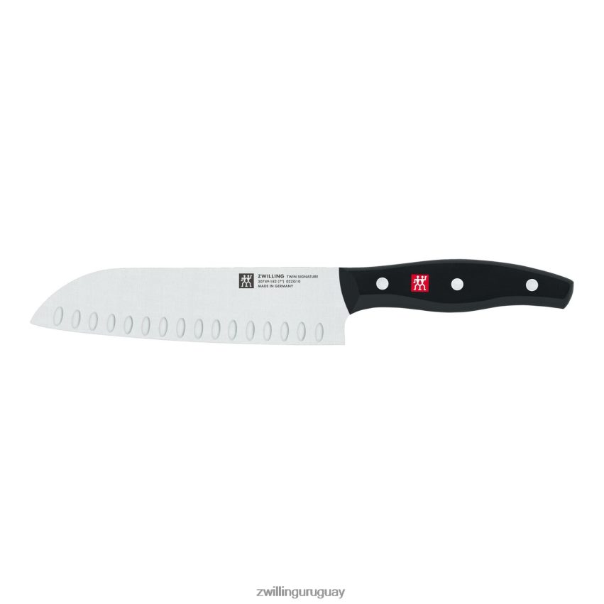 Cuchillo santoku de borde hueco de 7 pulgadas con firma gemela Zwilling cuchillería A688HF136 - Image 1