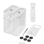 Juego de recipientes Fresh & Save Cube con bomba de vacío, mediano, 6 piezas, blanco transparente Zwilling cocina A688HF478
