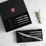 juegos de carne Juego de cuchillos para carne tipo porterhouse de acero inoxidable de 8 piezas en caja de presentación negra Zwilling cuchillería A688HF9 - Image 5