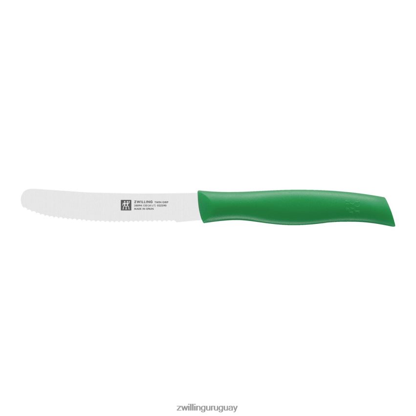 Navaja multiusos de doble agarre de 4,5 pulgadas, verde, borde dentado Zwilling cuchillería A688HF184 - Image 1