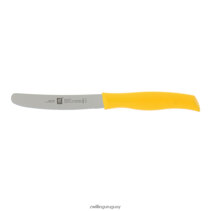 Cuchillo multiusos de doble agarre de 4,5 pulgadas, amarillo, borde dentado Zwilling cuchillería A688HF186