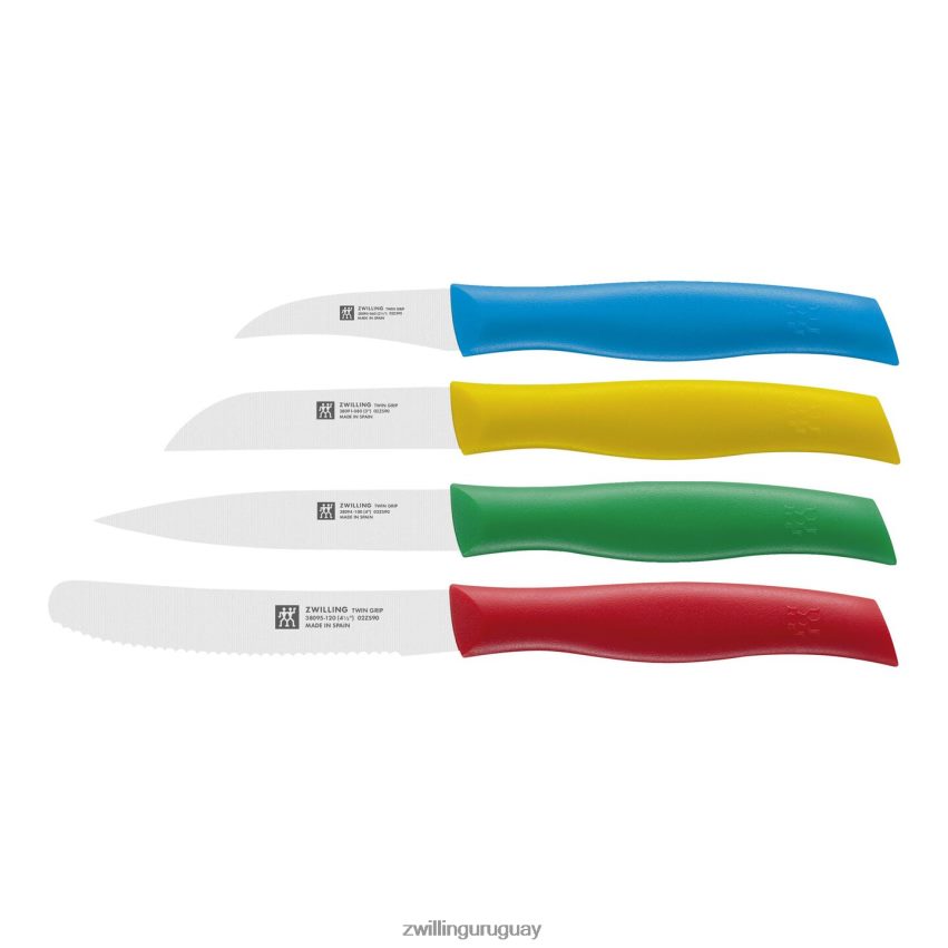 Juego de cuchillos de pelar multicolores Twin Grip de 4 piezas. Zwilling cuchillería A688HF176