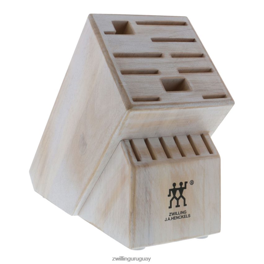 Almacenamiento de madera de caucho, madera de caucho, bloque de cuchillos blanco rústico doble vacío Zwilling cuchillería A688HF332
