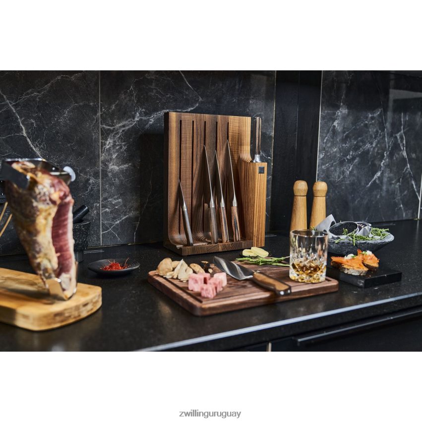 twin 1731 juego de bloques de cuchillos de 7 piezas, marrón Zwilling cuchillería A688HF367