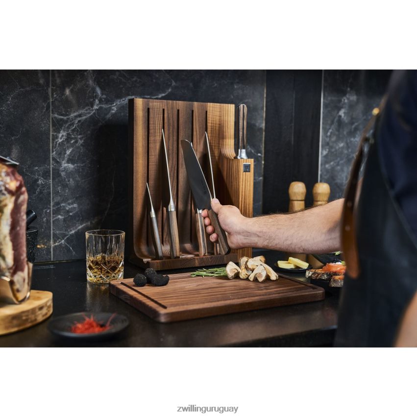 twin 1731 juego de bloques de cuchillos de 7 piezas, marrón Zwilling cuchillería A688HF367