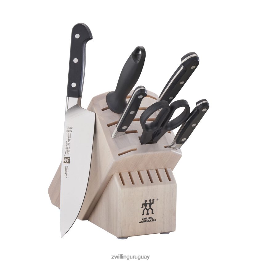 pro 7 piezas, juego de bloques de cuchillos, blanco Zwilling cuchillería A688HF96