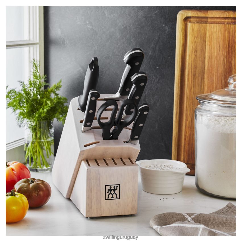 pro 7 piezas, juego de bloques de cuchillos, blanco Zwilling cuchillería A688HF96
