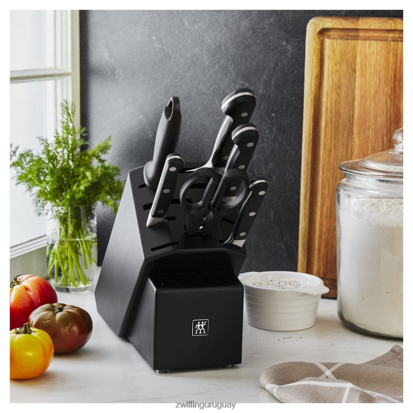 pro 7 piezas, juego de bloques de cuchillos, negro mate Zwilling cuchillería A688HF101