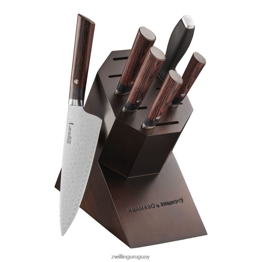 bob kramer - meiji 7 piezas, juego de bloques de cuchillos, marrón Zwilling cuchillería A688HF187