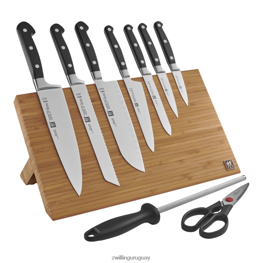 professional s juego de 10 piezas con bloque magnético de caballete de bambú, natural Zwilling cuchillería A688HF432