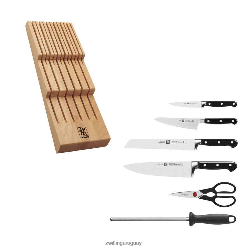 professional s juego de bloques de 7 piezas con bandeja para cuchillos de madera de haya, natural Zwilling cuchillería A688HF150