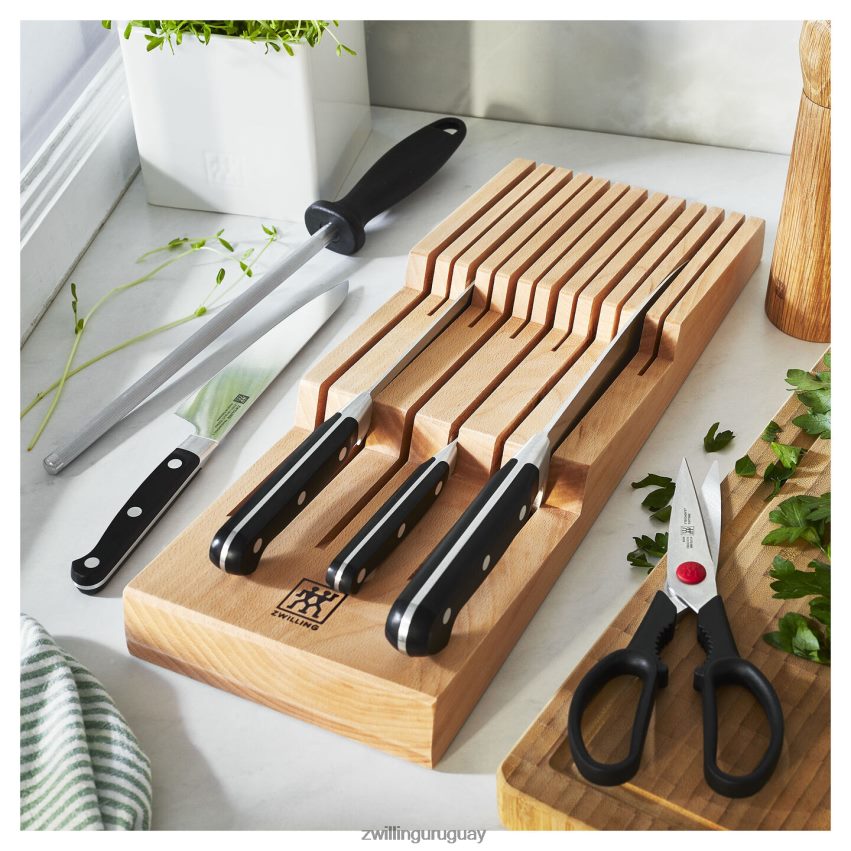 professional s juego de bloques de 7 piezas con bandeja para cuchillos de madera de haya, natural Zwilling cuchillería A688HF150