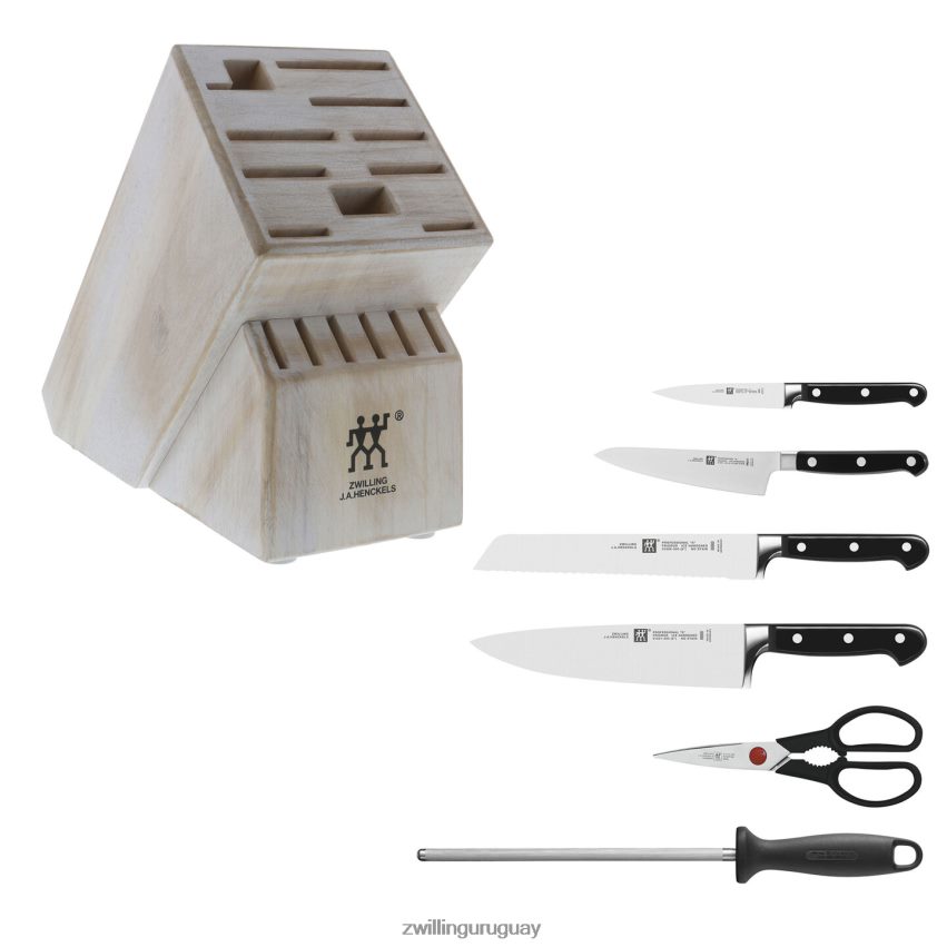 professional s juego de bloques de cuchillos de 7 piezas, blanco rústico Zwilling cuchillería A688HF113