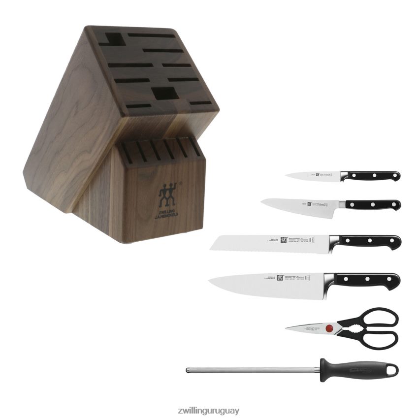 professional s juego de bloques de cuchillos de 7 piezas, nogal Zwilling cuchillería A688HF114