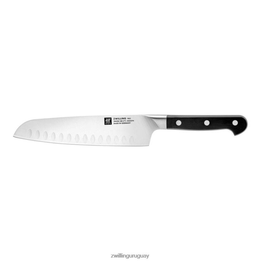 Cuchillo santoku delgado profesional de 7 pulgadas con borde hueco Zwilling cuchillería A688HF276