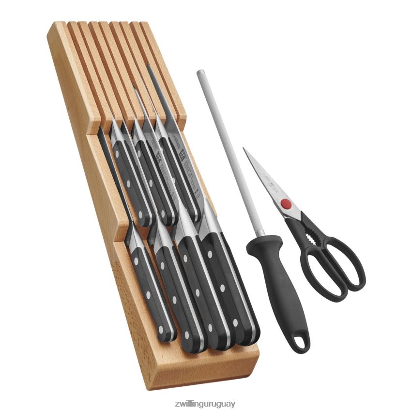 Juego de bloques pro de 10 piezas con bandeja para cuchillos en cajón de madera de haya, natural Zwilling cuchillería A688HF25
