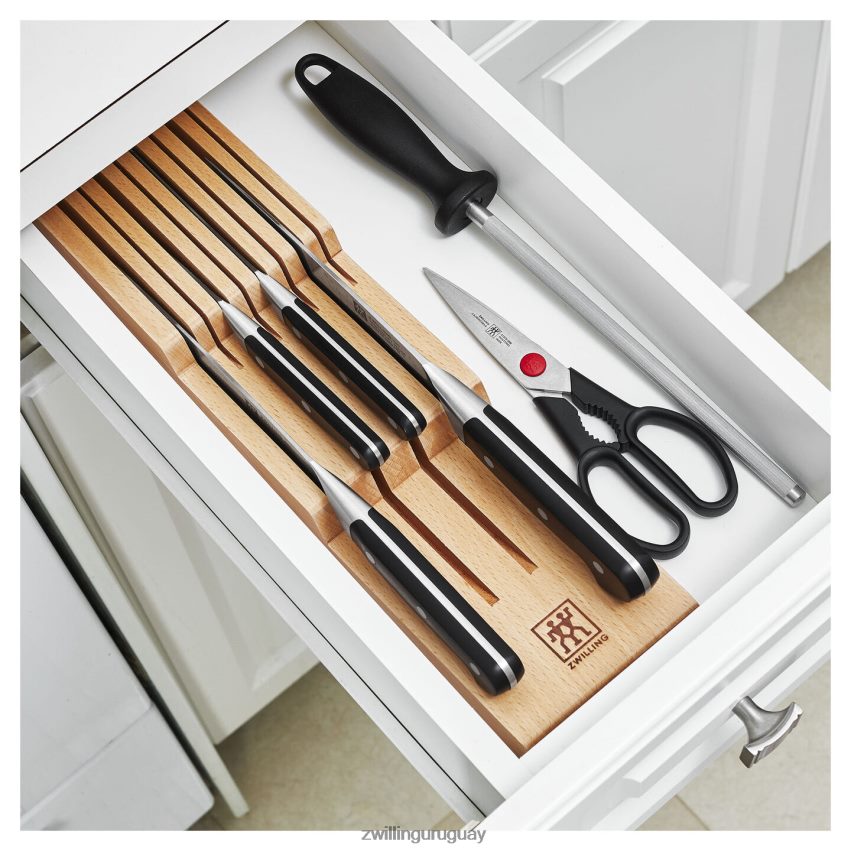 Juego de bloques pro de 7 piezas con bandeja para cuchillos en cajón de madera de haya, natural Zwilling cuchillería A688HF36