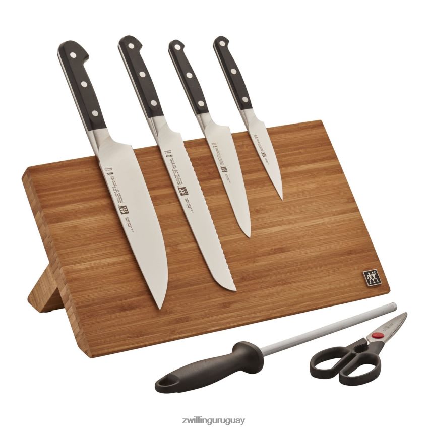 pro 7 piezas, juego con bloque de caballete magnético de bambú, bambú Zwilling cuchillería A688HF406